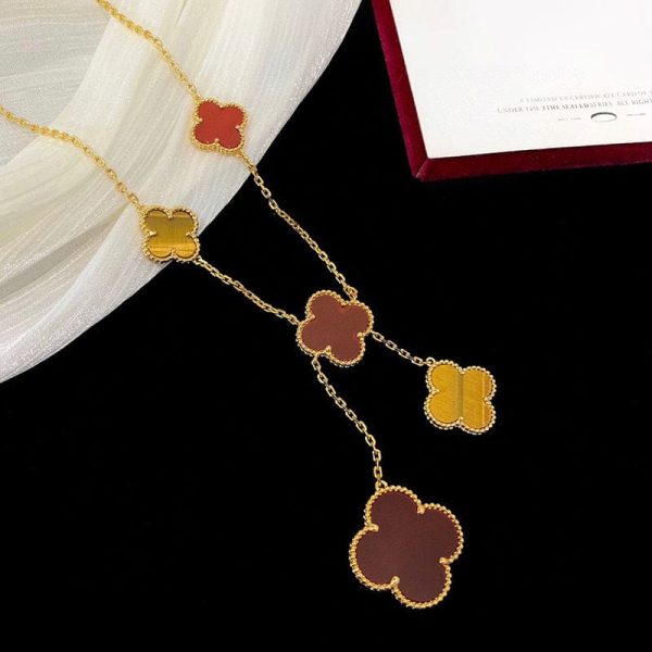18K Magic Alhambra Six Motifs Carnelian Clover Necklace - 图片 9