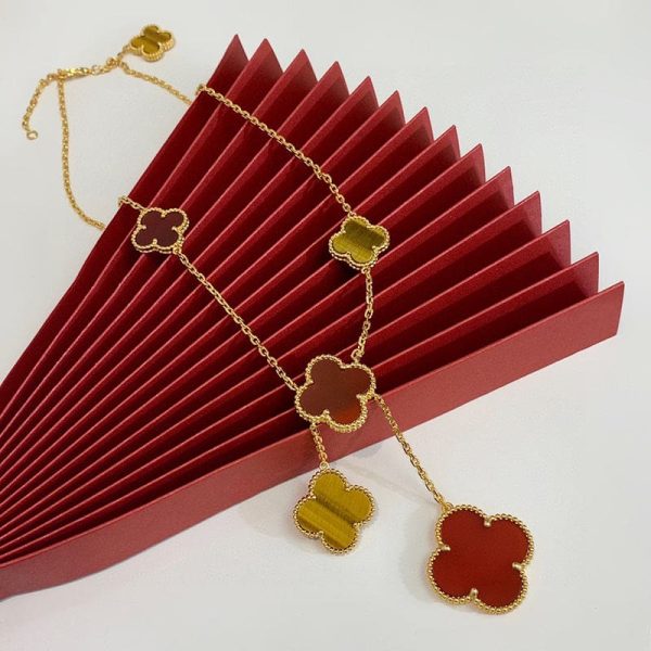 18K Magic Alhambra Six Motifs Carnelian Clover Necklace - 图片 6
