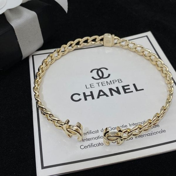 18K Interlocking CC Cuff Logo Choker Necklaces - 图片 2