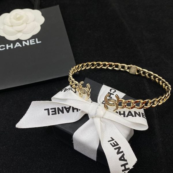18K Interlocking CC Cuff Logo Choker Necklaces - 图片 3