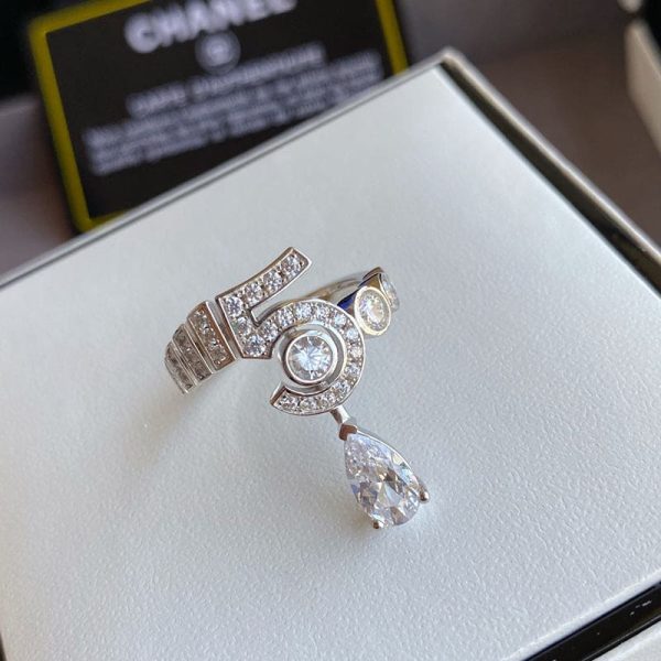 18K CC Diamond No.5 Drop Ring - 图片 2