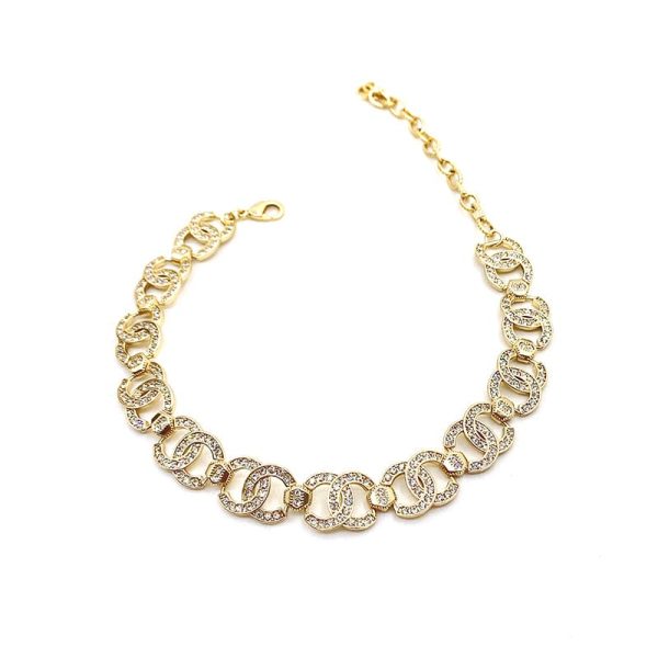 18K Rhinestone 2021 CC Interlocking Choker Necklace - 图片 2