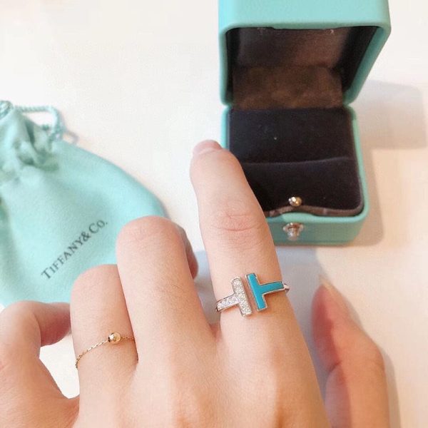 18K T Diamond & Turquoise Wire Ring - 图片 3