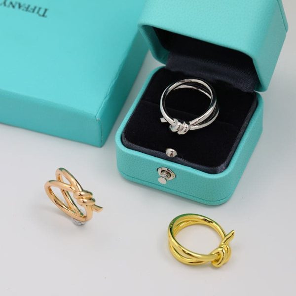 18K Yellow Gold Knot Double Row Ring - 图片 5