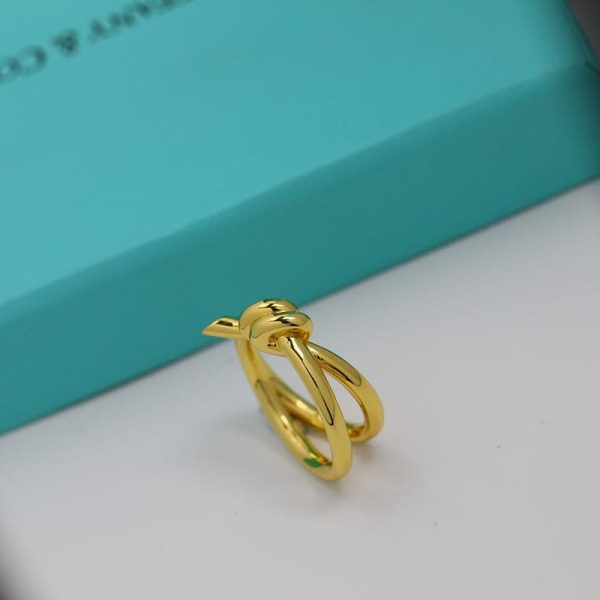 18K Yellow Gold Knot Double Row Ring - 图片 4
