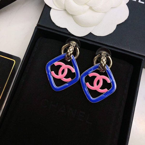 18K CC Diamond Shape Clip-On Earrings - 图片 2
