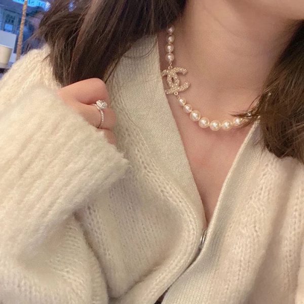 18K CC 100TH ANNIVERSARY Pearl Chain Necklace - Image 3
