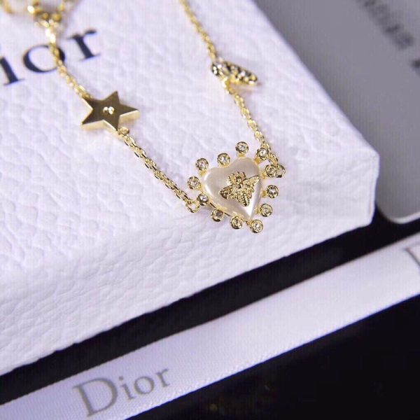 18K CD Crystal Heart Station Charms Bracelet - 图片 4