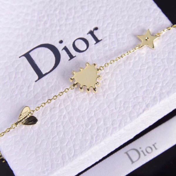18K CD Crystal Heart Station Charms Bracelet - 图片 5