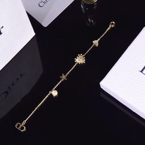 18K CD Crystal Heart Station Charms Bracelet - 图片 7