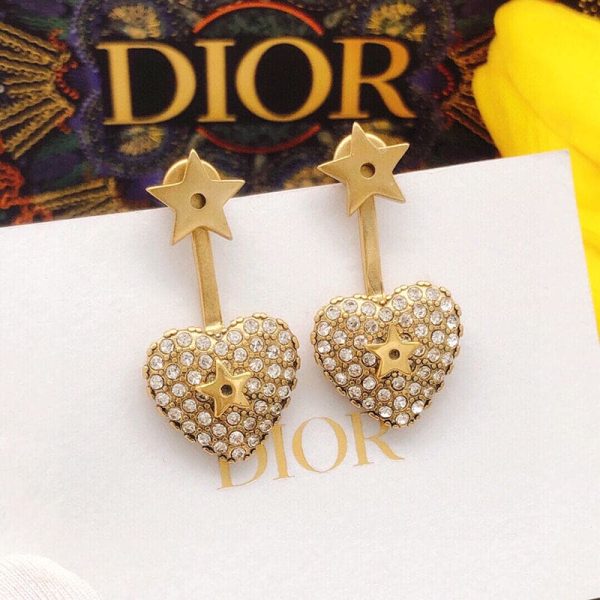 18K CD Star & Heart Earrings - 图片 2