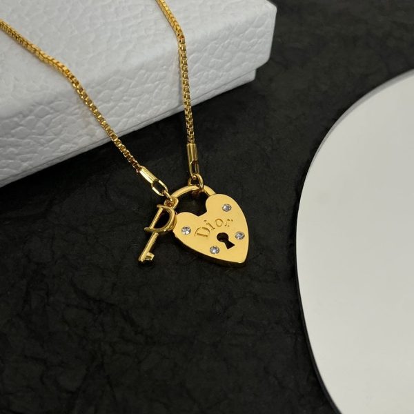 18K CD Heart Key Pendant Necklace - 图片 6