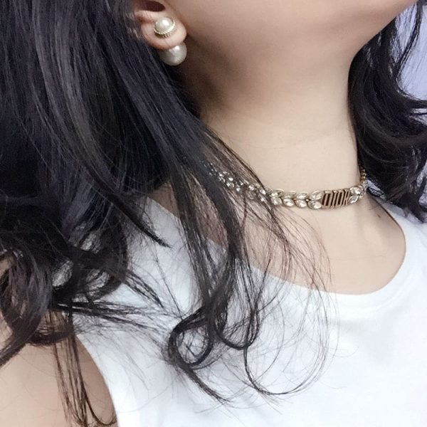 18K CD Revolution Crystals Gold Tone Choker Necklace - 图片 3