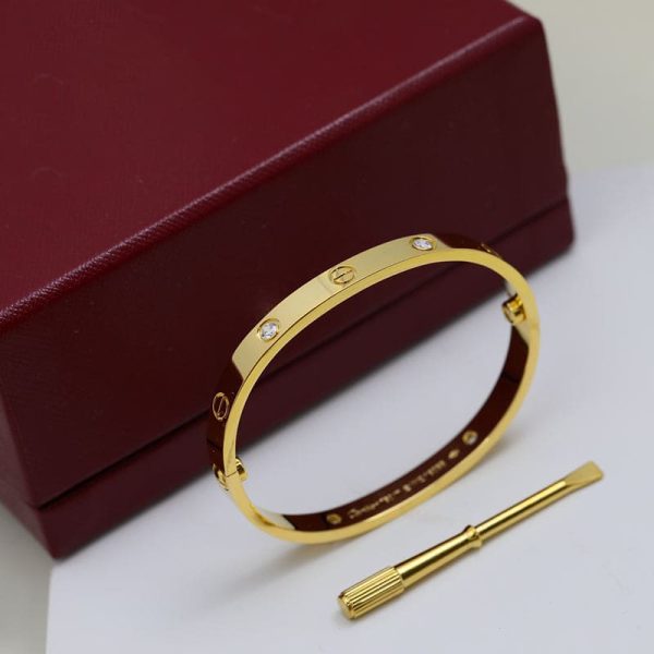 18K Yellow Gold Four Diamonds Love Bracelet - 图片 6