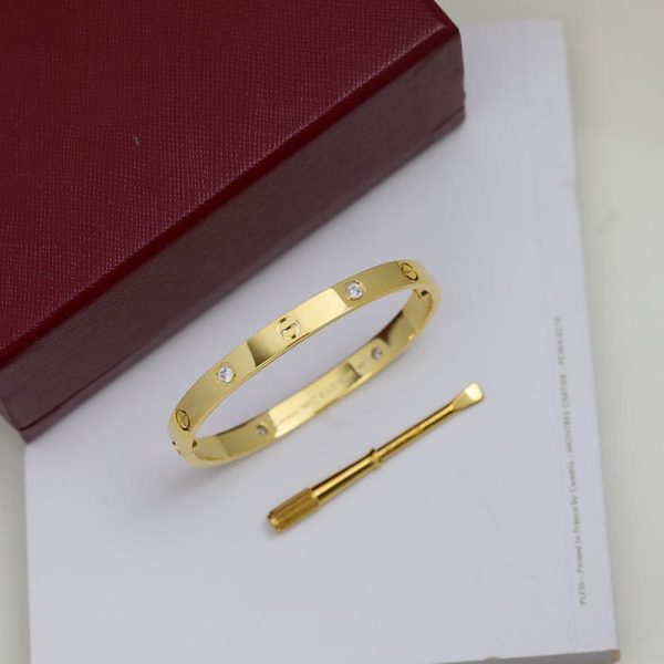 18K Yellow Gold Four Diamonds Love Bracelet - 图片 7