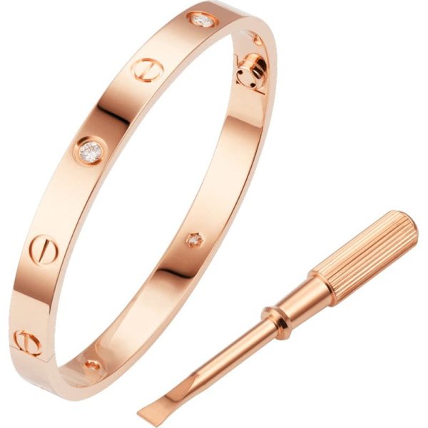 18K Rose Gold Four Diamonds Love Bracelet - 图片 2