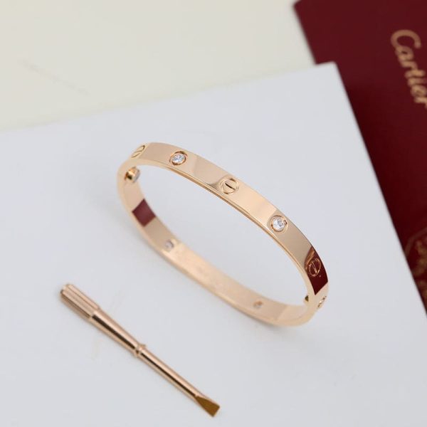 18K Rose Gold Four Diamonds Love Bracelet - 图片 7