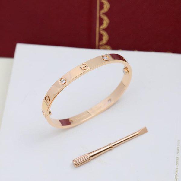 18K Rose Gold Four Diamonds Love Bracelet - 图片 5