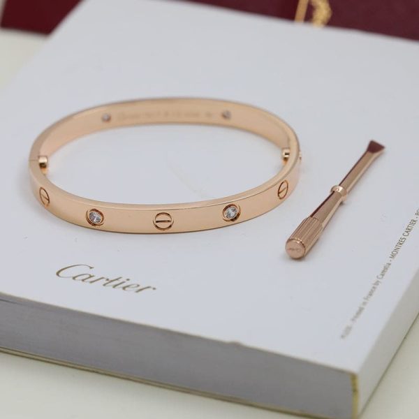 18K Rose Gold Four Diamonds Love Bracelet - 图片 4