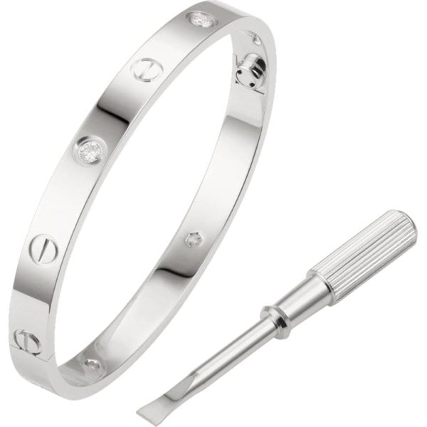 18K White Gold Four Diamonds Love Bracelet - 图片 2