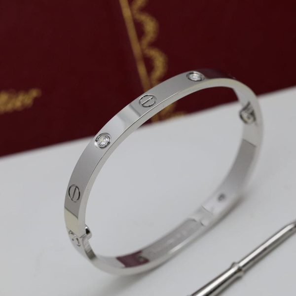 18K White Gold Four Diamonds Love Bracelet - 图片 4