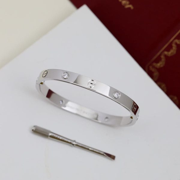 18K White Gold Four Diamonds Love Bracelet - 图片 5