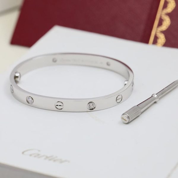 18K White Gold Four Diamonds Love Bracelet - 图片 6