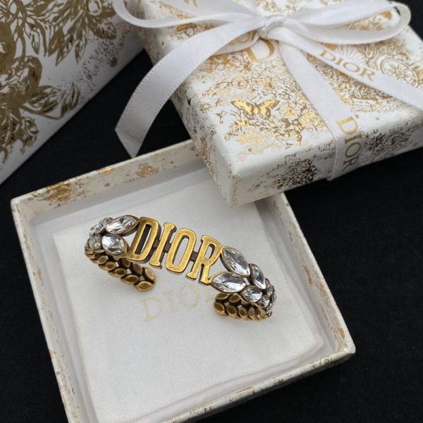 18K CD Vintage Crystal Cuff Bracelet - 图片 3