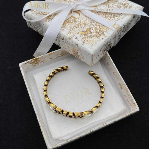 18K CD Vintage Crystal Cuff Bracelet - 图片 6