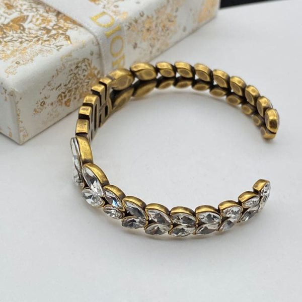 18K CD Vintage Crystal Cuff Bracelet - 图片 4