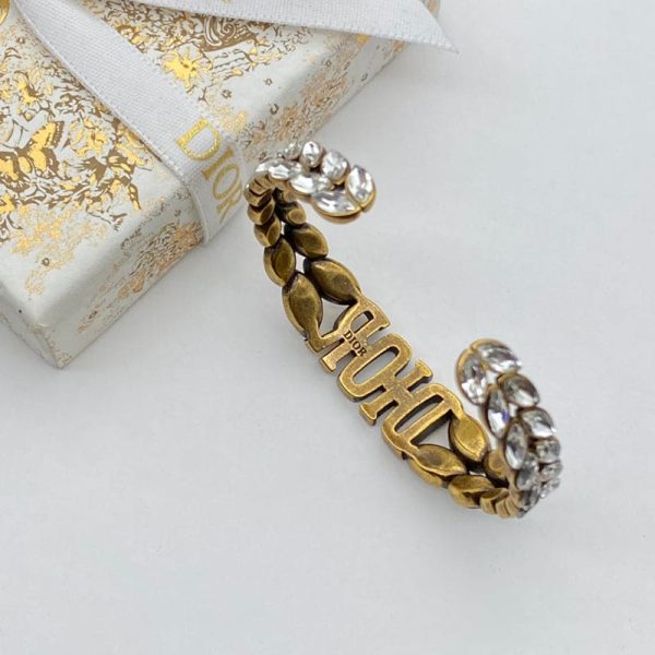 18K CD Vintage Crystal Cuff Bracelet - 图片 5