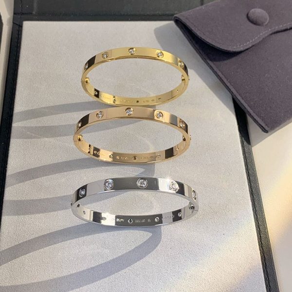 18K Yellow Gold Ten Diamonds Love Bracelet - Image 2