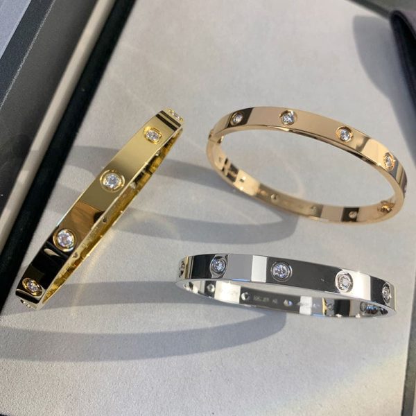 18K Yellow Gold Ten Diamonds Love Bracelet - Image 8