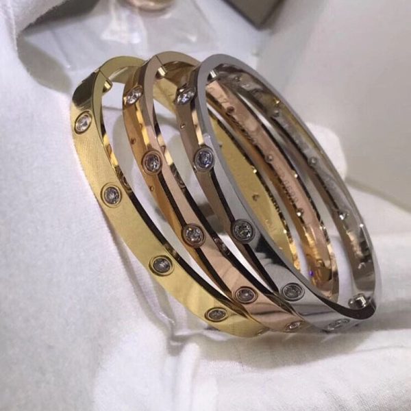 18K Yellow Gold Ten Diamonds Love Bracelet - Image 7