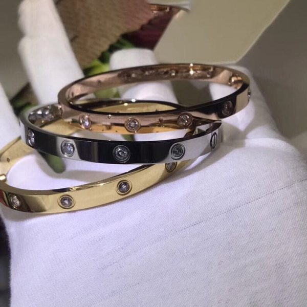 18K Yellow Gold Ten Diamonds Love Bracelet - Image 5