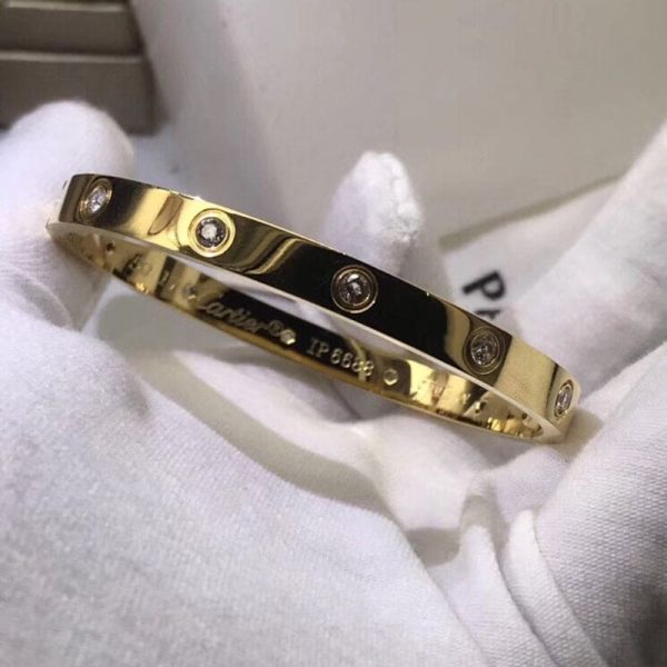 18K Yellow Gold Ten Diamonds Love Bracelet - Image 4