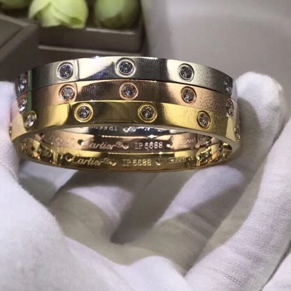 18K Yellow Gold Ten Diamonds Love Bracelet - Image 6