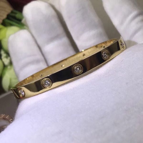 18K Yellow Gold Ten Diamonds Love Bracelet - Image 3