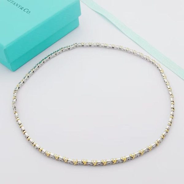 18K T Schlumberger Eighteen Stone Choker Necklace - 图片 2