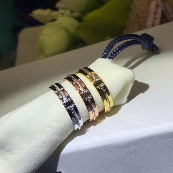 18K White Gold T Narrow Diamond Ring - 图片 4
