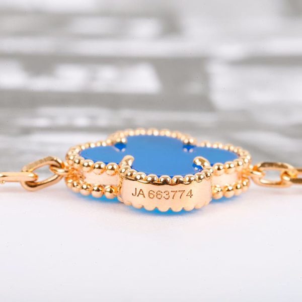 18K Vintage Alhambra Five Motifs Agate Clover Bracelet - 图片 7