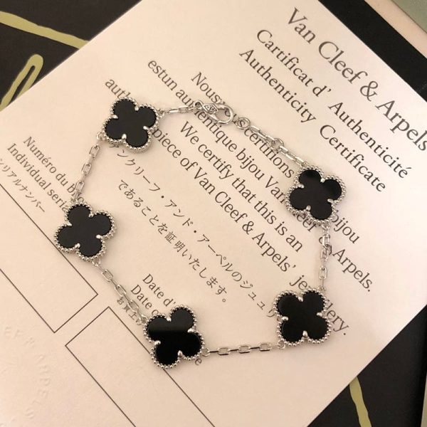 18K Vintage Alhambra Five Motifs Clover Bracelet - Image 2