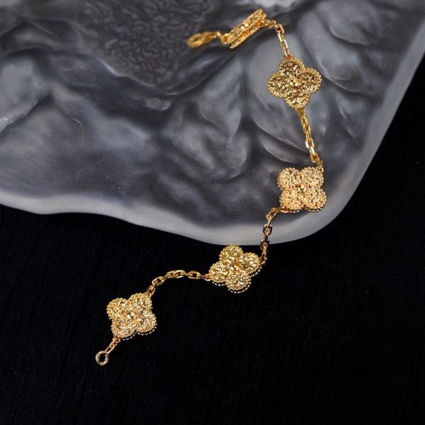 18K Rose Gold Five Motifs Clover Bracelet - 图片 4