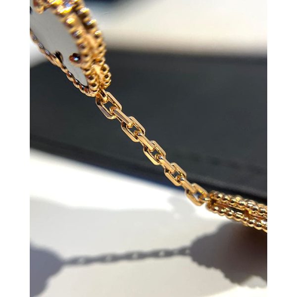18K Vintage Alhambra Five Motifs Clover Onyx Bracelet - 图片 5
