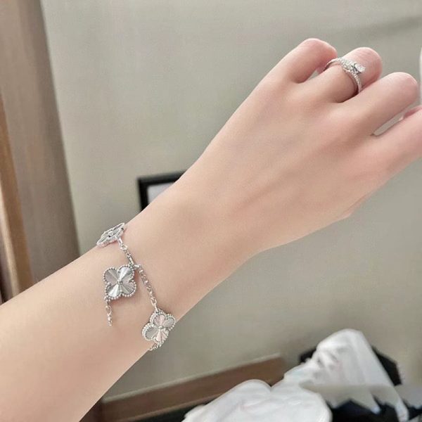 18K Vintage Alhambra Five Motifs Clover Bracelet - 图片 3
