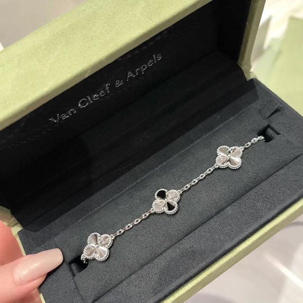 18K Vintage Alhambra Five Motifs Clover Bracelet - 图片 5