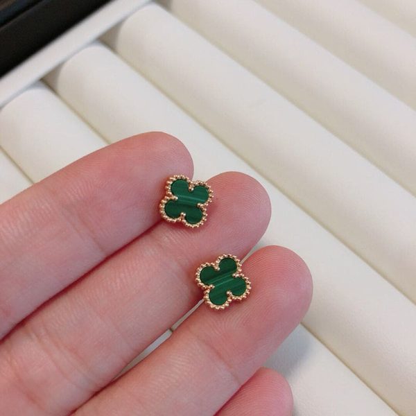 18K Vintage Alhambra Five Motifs Malachite Clover Bracelet - Image 7