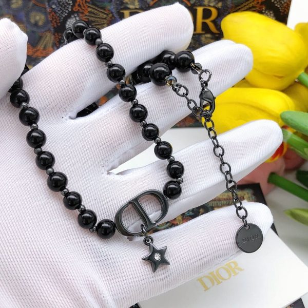 18K CD Black Crystal Beads Necklace - 图片 3