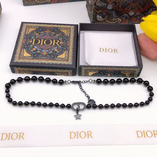 18K CD Black Crystal Beads Necklace - 图片 2