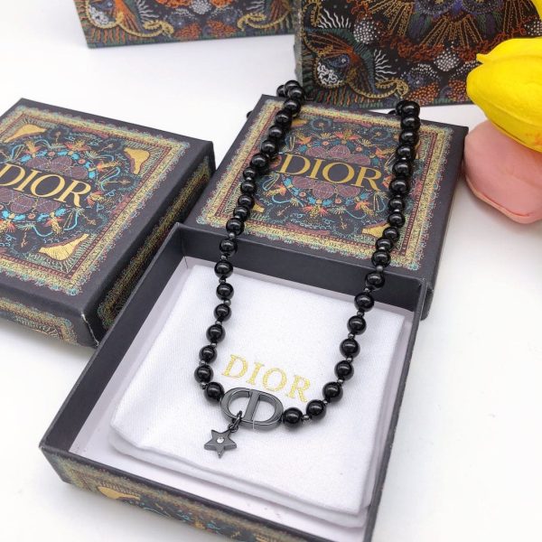 18K CD Black Crystal Beads Necklace - 图片 8